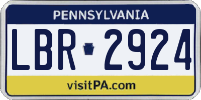 PA license plate LBR2924