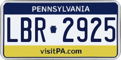PA license plate LBR2925