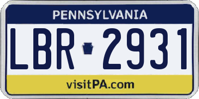 PA license plate LBR2931