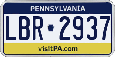 PA license plate LBR2937