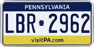 PA license plate LBR2962
