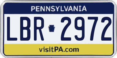 PA license plate LBR2972