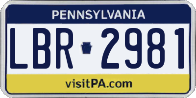 PA license plate LBR2981