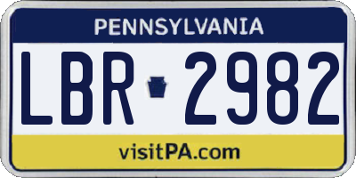 PA license plate LBR2982