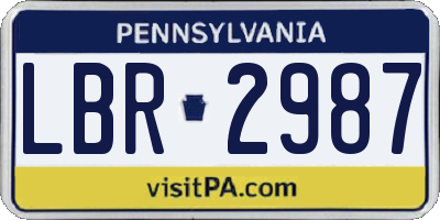 PA license plate LBR2987