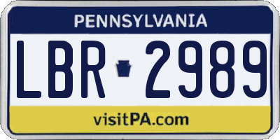 PA license plate LBR2989