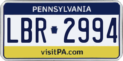 PA license plate LBR2994