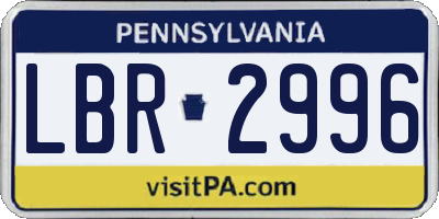 PA license plate LBR2996