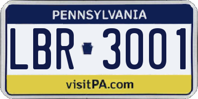 PA license plate LBR3001