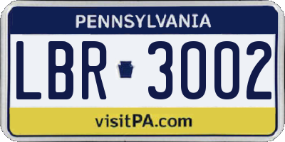 PA license plate LBR3002