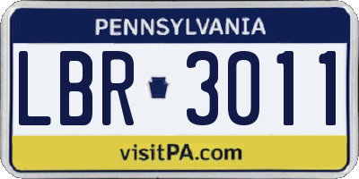 PA license plate LBR3011