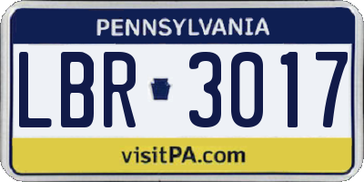 PA license plate LBR3017