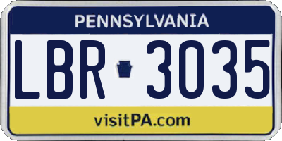 PA license plate LBR3035