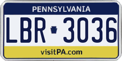 PA license plate LBR3036