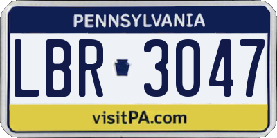 PA license plate LBR3047
