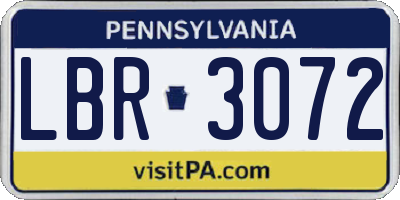 PA license plate LBR3072