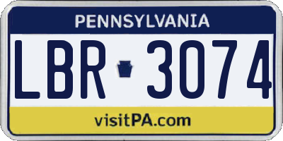 PA license plate LBR3074