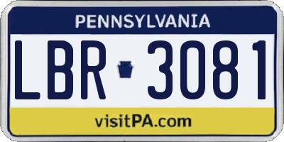 PA license plate LBR3081
