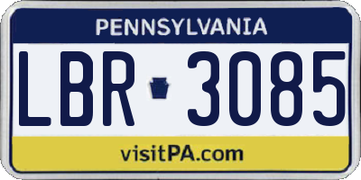 PA license plate LBR3085