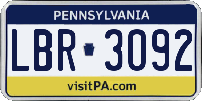 PA license plate LBR3092
