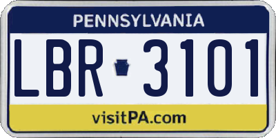 PA license plate LBR3101