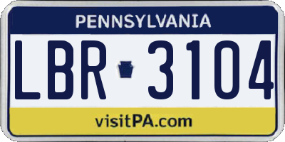 PA license plate LBR3104