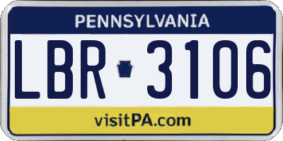 PA license plate LBR3106