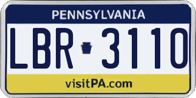 PA license plate LBR3110