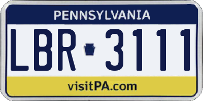 PA license plate LBR3111