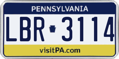 PA license plate LBR3114