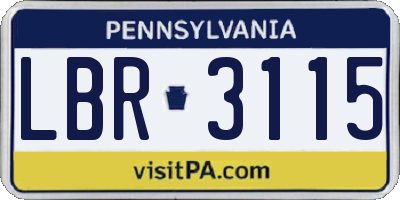 PA license plate LBR3115