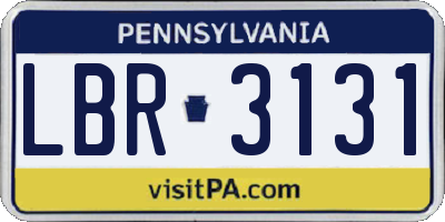 PA license plate LBR3131