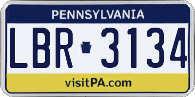 PA license plate LBR3134