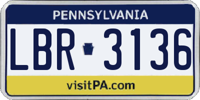 PA license plate LBR3136