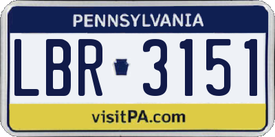 PA license plate LBR3151