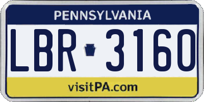 PA license plate LBR3160