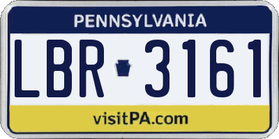 PA license plate LBR3161