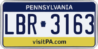 PA license plate LBR3163