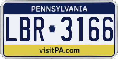 PA license plate LBR3166