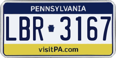 PA license plate LBR3167