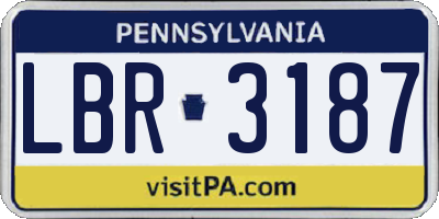 PA license plate LBR3187