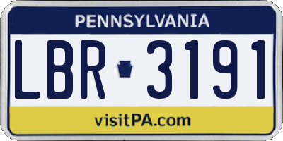PA license plate LBR3191
