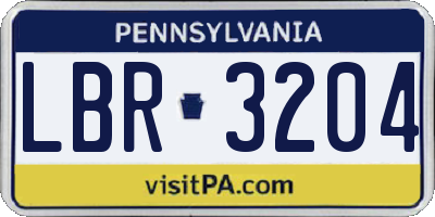 PA license plate LBR3204