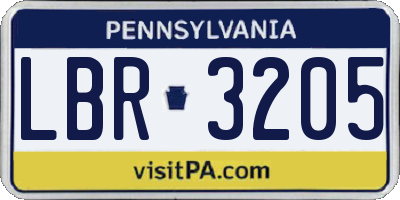 PA license plate LBR3205
