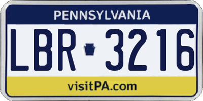 PA license plate LBR3216
