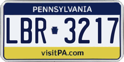 PA license plate LBR3217