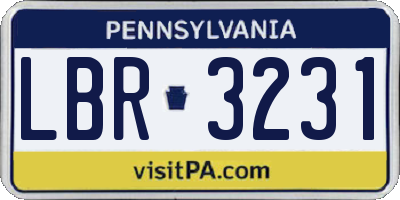 PA license plate LBR3231