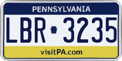 PA license plate LBR3235