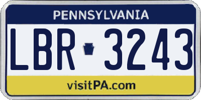 PA license plate LBR3243