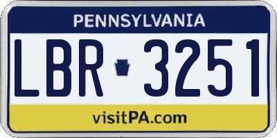PA license plate LBR3251